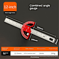 Miniatyrbilde 5 av 5: Multifunksjonell Vinkelmåler 45/90 Graders Halvsirkelformet Måleinstrument Aluminium Legering Flyttbar Vinkel Regel