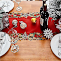 Miniatyrbilde 5 av 5: 381761cm Julebordløper med Broderi, Utskjært Grønne Blad, Høytidsbordduk til Juledekorasjon 15x69 Tommer