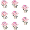 Miniatyrbillede 1 af 5: 8 stk. Servietringssæt Blomster Servietholderringe Kunstige Rose Servietringe Sækkelærredssnor Servietspænde Håndlavet Falsk Pink Rose Servietløkke