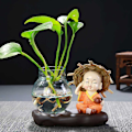 Miniatyrbild 4 av 4: Glasvas Vacker Munk Transparent Växt Terrarium Glasvas Skrivbordsdekoration