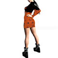Miniatyrbillede 2 af 3: Kvinders skeletkjole Halloween kostume Stretchy langærmet minikjole COLOR 1 M