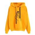 Miniatyrbillede 1 af 2: Kvinder trykte hættetrøjer Langærmet hættetrøje Casual Løse Pullover Toppe Yellow M