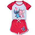 Pikkukuva 3 / 5: Lilo ja Stitch -Pyjamasetti Kesä Lapselle Lyhythihainen T-paita Nukkumisasu Pyjamat Piirretty Lilo Stitch Lapset Cos Urheiluvaatteet Asut 7-8T(140) 2076pink-cap