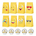 Pikkukuva 1 / 2: 24 kpl emojikarkkipussi, 24 tarrapaperikassia, pieni syntymäpäiväkarkkipussi, 8 kuviopaperia