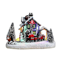 Miniatyrbilde 1 av 5: Juledekor Resin - LED Lysende Julelandsbyhus Julenissen Snømann Tog Snøscene