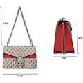 Miniatyrbild 4 av 5: Dam Crossbody Axelväska Retro Ormskin Enfärgad Kedjerem Clutch Läder Väska Röd