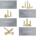 Miniatyrbillede 3 af 5: 1200 stk. Små Hængsel Træskruer M2/M2.5 Små Messing Skruer 5/6/ 8/10/ mm Tiny Flat Head Cross Skruer Assortiment - Guld