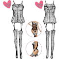 Miniatyrbild 2 av 4: Fisknätsunderkläder för Kvinnor Fisknätsbody Spetsbodys Sexiga Babydoll Nattkläder (4-pack)