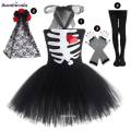 Pikkukuva 1 / 5: Funny Bones -asu taaperoille, lapsille 2023 noitaasu tytöille Purim Söpö pääkalloasu Halloween Cosplay -juhlamekko a5 XL(140)