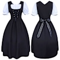 Pikkukuva 1 / 2: S-5xl Naisten Midi Dirndl Mekko 2-osainen Esiliina ja Pusero Musta Valkoinen S
