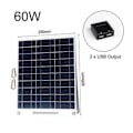 Miniatyrbillede 2 af 5: 60W Solpanel Bærbar 5V Dobbelt USB Hurtigoplader Panel Kit Udendørs Nødopladning Batteri Trav