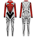 Miniatyrbillede 3 af 4: Kvinder Halloween fest kostume Skull Print Langærmet Jumpsuit Outfit style 1 M