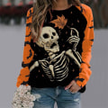 Pikkukuva 1 / 3: Halloween Puserot Naisten Syksy Kurpitsa Pitkähihaiset Paidat Pusero Pumpkin Graafinen printed Crewneck Pusero style 1 6XL