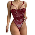 Miniatyrbillede 2 af 3: Dame Lingeri Blonde Mesh Hul Bodysuit Justerbar Strop Undertøj