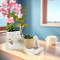 Miniatyrbillede 2 af 5: Lazy Little Figur Blomsterbassin Hus Skrivebord Kreativitet Sukulent Grøn Plante Vase Container Håndværk