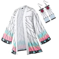 Miniatyrbild 1 av 5: Bästa Discountanime Cosplay Costume Demon Slayer Kimetsu No Yaiba Haori Kimono Agatsuma Zenitsu Kochou Shinobu Summer Coat Shirt Anime Clothes J 150