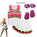Pikkukuva 2 / 5: Lasten vaatteet Zombies 3 Addison Girls Cosplay Puvut Liivi ja hame Käsikukat 3 kpl Cheer Leader Lasten Halloween asu 140cm