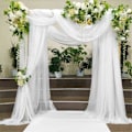 Miniatyrbillede 3 af 5: Bryllupsbue Draperingsstof 1 Panel 75 cm X 6 m Hvidt Gennemsigtigt Chiffongardin til Bryllup