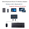 Miniatyrbild 1 av 5: USB Tangentbord och Mus Bluetooth 5.3 Adapter, Bluetooth USB Hub Adapter USB Trådbundet Tangentbord Mus till