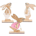 Miniatyrbillede 1 af 5: Påskepynt, Påskeharepynt, 3 stk. Træ Påskehare Påskepynt