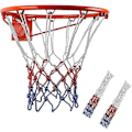 Miniatyrbillede 1 af 5: Sæt med 2 professionelle basketballnet, basketball udskiftningsnet, net til basketballkurv, basketballkurv, 3 farver, net til basketballkurv, udendørs