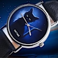 Miniatyrbild 3 av 5: Tflycq Oktime Womens Mysterious Black Cat Faux Läder Analog Quartz Watch
