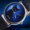 Miniatyrbillede 3 af 5: Tflycq Oktime Womens Mysterious Black Cat imiteret læder Analog Quartz Watch