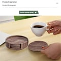 Miniatyrbillede 5 af 5: Sæt med 6 Trækorn PU Læder Coastere Dækkeservietter Te- og Kaffekopper Puder Hjemmebar Bordplade Insu