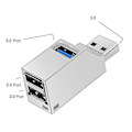 Pikkukuva 2 / 3: Usb 3.0 3-porttinen Hubi (2 Usb 2.0 + Usb 3.0), Data Hubi Ja Pc:ille