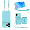 Miniatyrbillede 1 af 5: Wallet Case til iPhone 15 Pro Max/ 15 Ultra, Læderpung Etui med Kortholder, Beskyttende Håndtaske Flip Cover med Lynlås Håndledsrem Snøre
