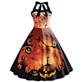 Miniatyrbillede 2 af 3: Halloween Kvinder Sommer Slanke ærmeløse A-line Flare Solkjoler COLOR 5 M
