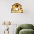 Miniatyrbild 5 av 5: Lampskärm i rotting, rottingkorg, ljuskrona, lampskärm, armatur, lampdekoration, handgjord taklampa för sovrum, café, brunbrun