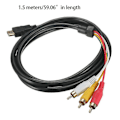 Pikkukuva 5 / 5: HDMI-RCA-kaapeli, HDMI-uros 3-RCA-uros videoääni AV-kaapeliadapteri lähetin HDTV:lle, 5ft/1.5m