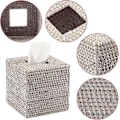 Miniatyrbillede 5 af 5: 1 stk. Firkantet Rattan Boks til Serviet Dekoration - Papirserviet Opbevaringsboks Servietboks Napkin Organizer til Hjemmekontor