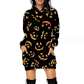 Miniatyrbillede 1 af 2: Halloween Mode Hættetrøjer Minikjole Til Kvinder Halloween Hocus Pocus Kostume Efterår Langærmet Hættekjole style 12 XL