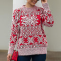 Miniatyrbillede 5 af 5: Julesweater Damer Julesnefnug Varm sweater Strikket sweater med o-hals Pink S