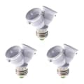 3x E27 1 til 2 E27 LED Lyspære Adapter Konverter Splitter Base Sokkel