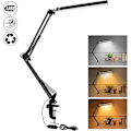 Miniatyrbilde 2 av 5: Kraftig LED Skrivebordslampe med Klemme - Øyebeskyttende LED Lampe - 3 Lysmoduser x 10 Lysstyrkenivåer - Svart
