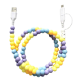 Miniatyrbillede 1 af 5: Bærbar Mode Perlebesat 2-i-1 Datakabel USB C Kabel Multi Opladerkabel Håndlavet Farverig Perle F