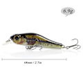 Miniatyrbilde 5 av 5: 68mm 6.9g Fiske Minnow Sluk 3D Livaktig Kunstig Hard Fiske Synkende Agnkrok Crankbait Swimbait L