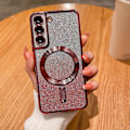 Miniatyrbild 1 av 5: för Samsung Galaxy S24 Plus Skal Magnetiskt, för Kvinnor Flicka Mjuk Lyx Plätering Bling Gradient Glitter Sött Kompatibelt med MagSafe Skal