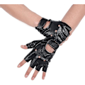 Miniatyrbillede 2 af 5: Mænd Pu læderhandsker Steampunk Gothic Half Finger Krog-loop vanter