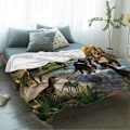 Miniatyrbild 2 av 5: Flanell Fleece Filt för Soffa Säng Vulkan Dinosaurie Samling Mjuk Mysig Lättviktig Sängfilt för Barn/Vuxna/Flickor/Pojkar 150x200cm Dinosaurie2al