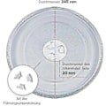 Miniatyrbilde 5 av 5: Universal Mikrobølgeovn Glassplate med 3 Festemidler, 245 mm