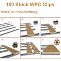 Pikkukuva 4 / 5: 100 kpl WPC-kiinnikkeitä, 6 mm muoviset terassikiinnikkeet yhteensopivat WPC/BPC-rimojen kanssa, piilokiinnitys T-