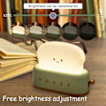 Miniatyrbillede 3 af 5: Toaster Lampe, Toast Natlampe Sød LED, USB Genopladelig, Dæmpbar Varm Toast Lampe med Timer (Grøn)