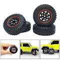 Pikkukuva 1 / 5: 4kpl 1/16 Kumirenkaat Xmykc01cm Jimny Rc Harrasteauto Maastoauton DIY Lisävarusteosat - Punainen