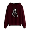 Miniatyrbillede 1 af 2: Kvinder trykte hættetrøjer Langærmet hættetrøje Casual Løse Pullover Toppe Wine Red 3XL