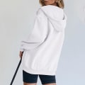 Miniatyrbilde 2 av 4: Kvinner Vanlig Uformell hettejakke Langermet Full Glidelås Snøring Hettegenser Coat White M