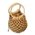 Miniatyrbillede 1 af 5: Strå Håndtaske Rattan Taske Rund Top-håndtag Hul Sommer Strand Tote Tasker